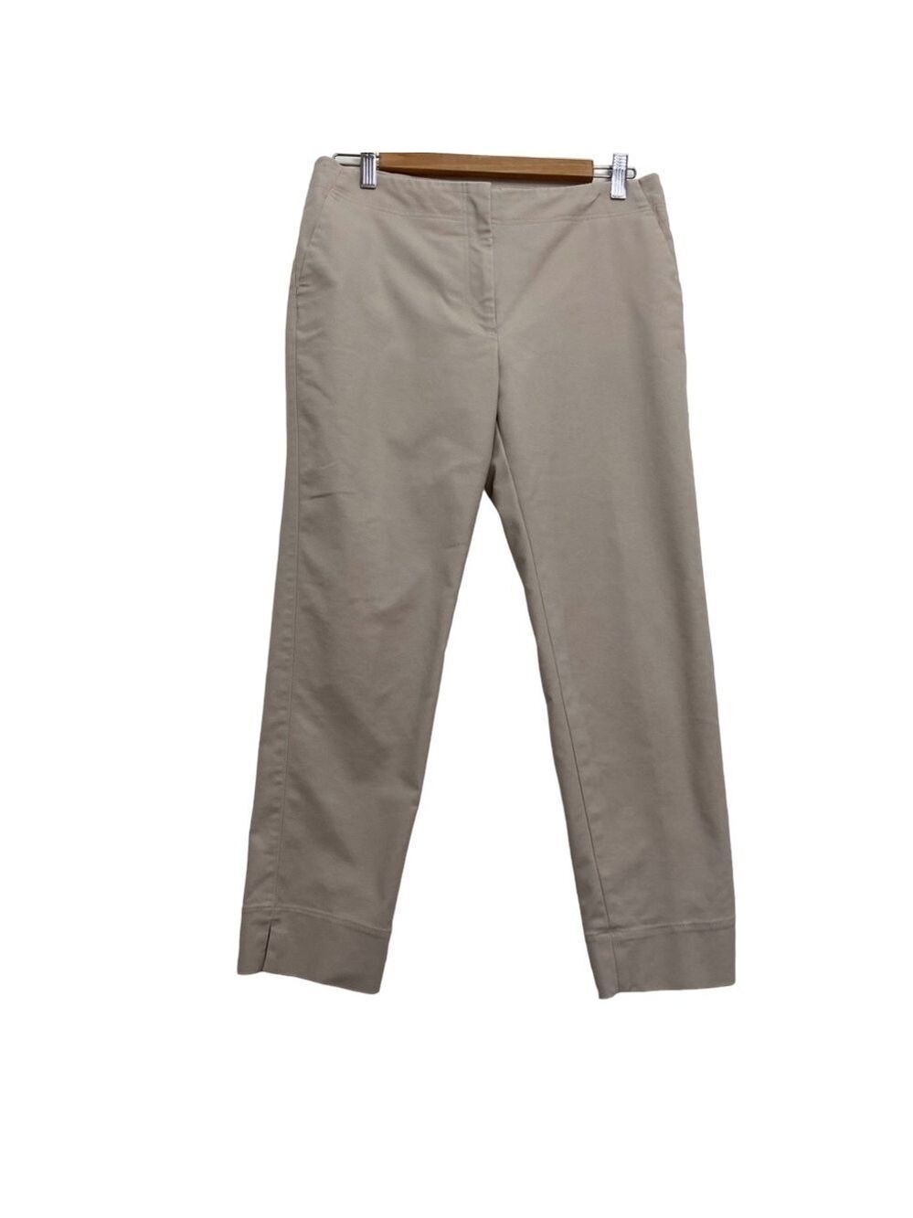 BEIGE Sandra Angelozzi crop trousers  pants tan classic cotton ankle pockets 36